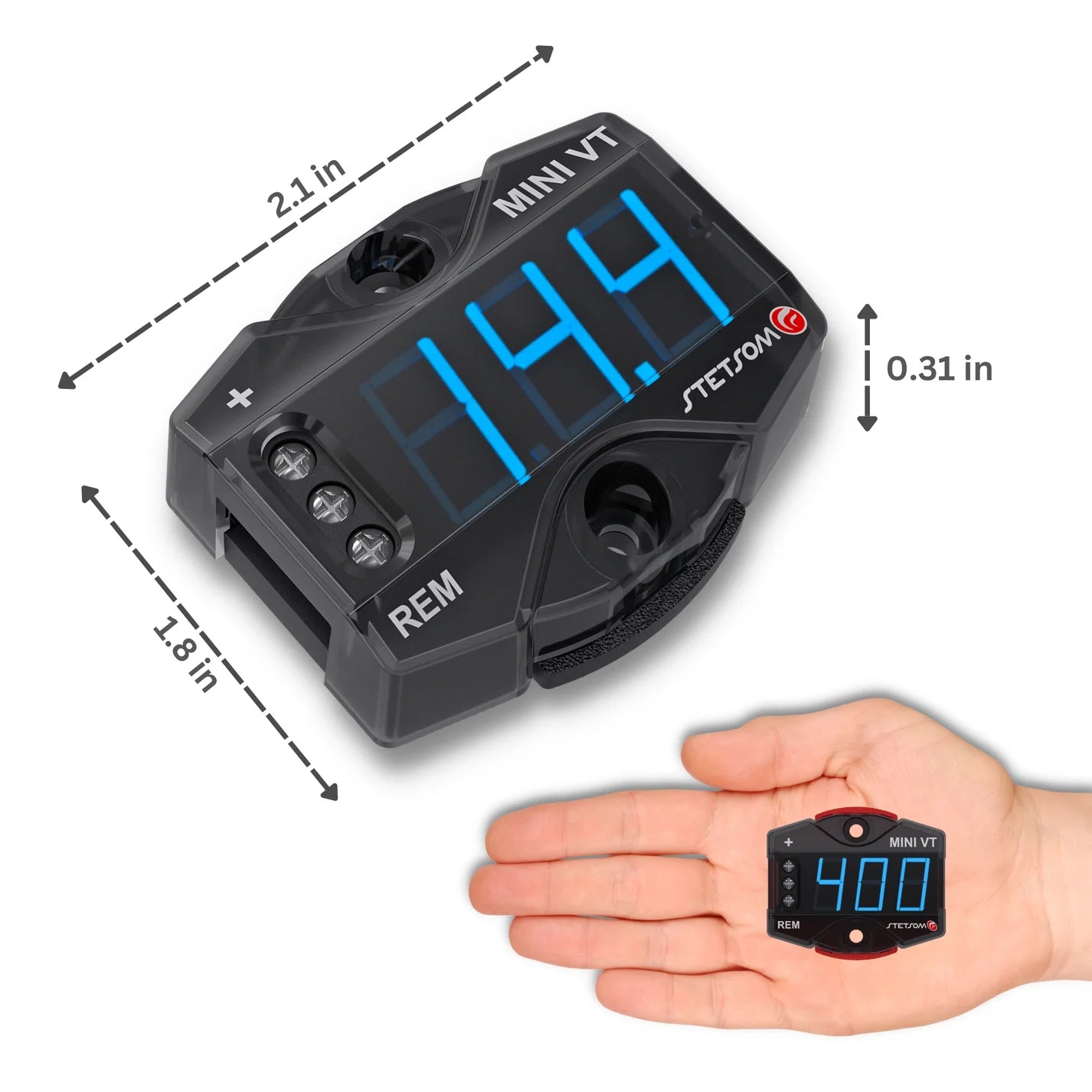Voltímetro digital MiniVT de Stetsom, minibatería automotriz, VT, LED azul
