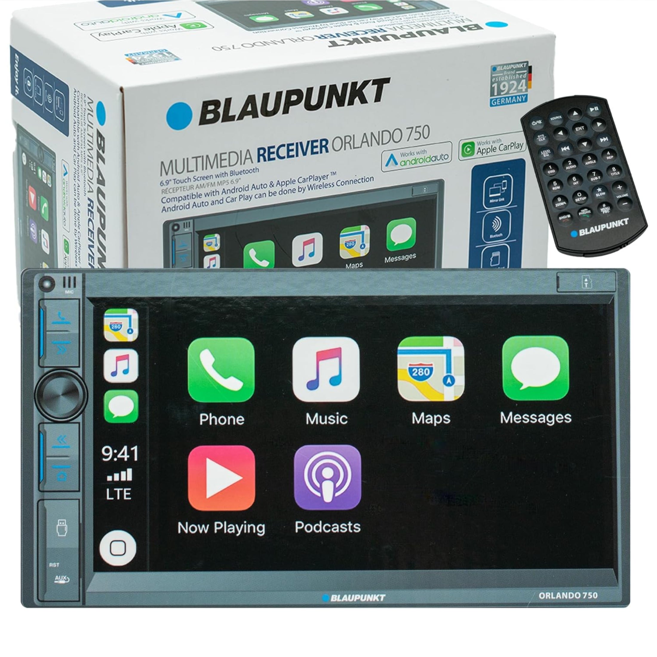 Radio BLAUPUNKT ORLANDO750 Car Stereo - 6.9" Touchscreen, Wireless Apple CarPlay, Wireless Android Auto, Bluetooth